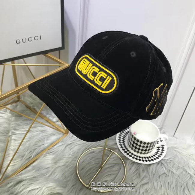 GUCCI古馳 爆款 NY聯名GUCCI古奇專櫃款經典絲絨棒球帽 6881907 LLWJ5793